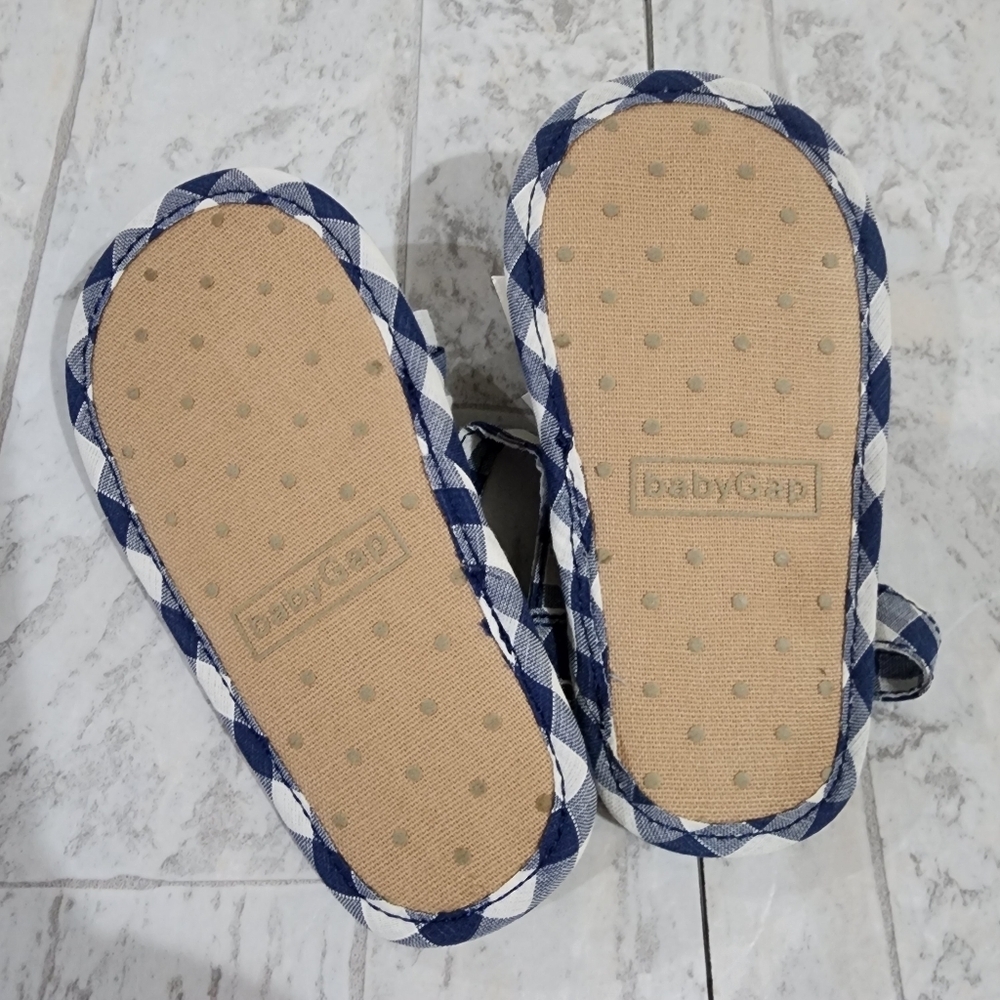 Baby Gap Gingham Checkered Navy Blue & White Kids Sandals Size 4 (12-18 Mo.) NWT - Picture 4 of 10